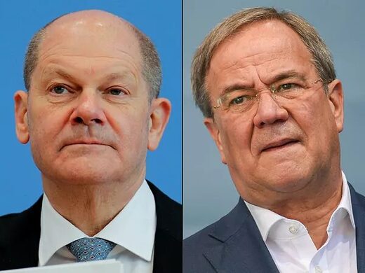 e izda. a dcha., Olaf Scholz (SPD) y Armin Laschet (CDU).AFP