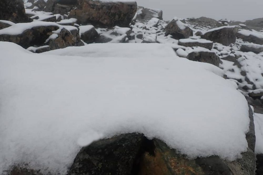 2cm of snow was spotted on Lochnagar in the north of Scotland.