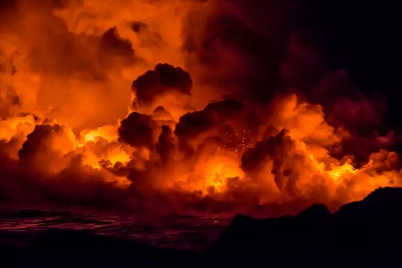 A stock photo showing lava pouring