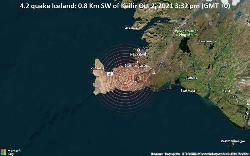 4.2 quake detected at 0.8 km SW of Keilir