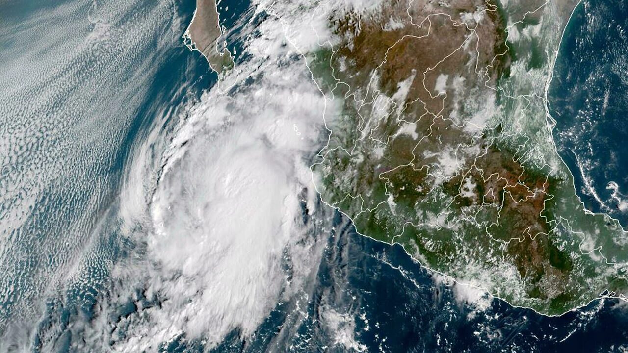 This National Oceanic and Atmospheric Administration (NOAA) satellite handout image shows Hurricane Pamela at 15:10:20 UTC, on October 12, 2021