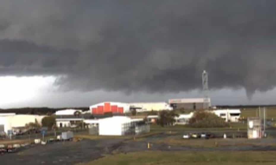 A tornado touched down in Brisbane on Friday causing damage at the airport, mainly at the international terminal.