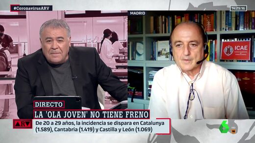 Miguel Sebastián (der.) siendo entrevistado en el programa Al Rojo Vivo por Antonio García Ferreras (izq.)