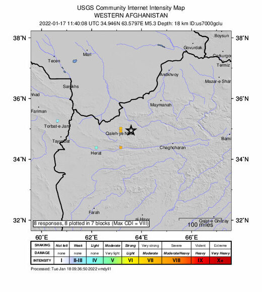 Dos terremotos en el oeste de Afganistán causan al menos 22 muertos