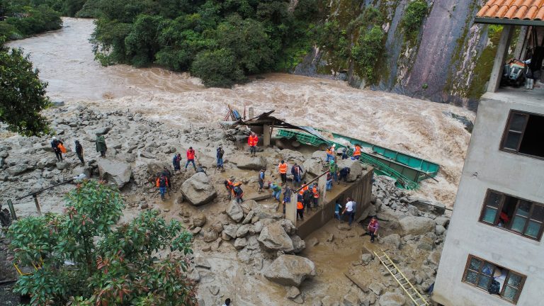 Flood damage in Machu Picchu, Peru, January 2022.