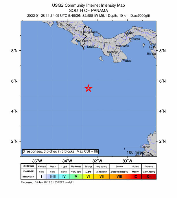 Terremoto,magnitud,6.1,frente,costas,Panamá