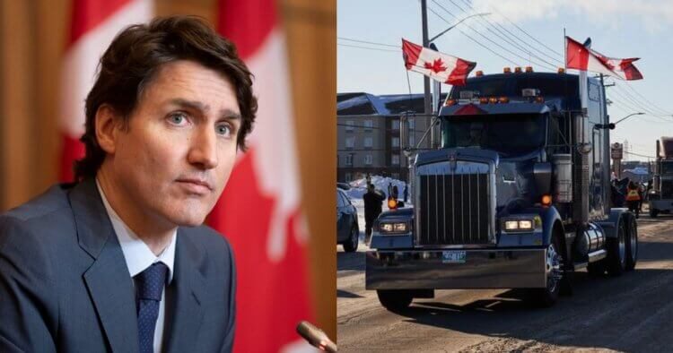 Gran,convoy,la libertad,contra,gobierno,Canadá,psicopático Justin Trudeau