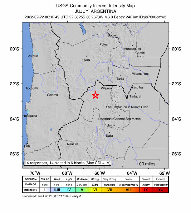 mapas,terremoto,Jujuy,Argentina,Chile