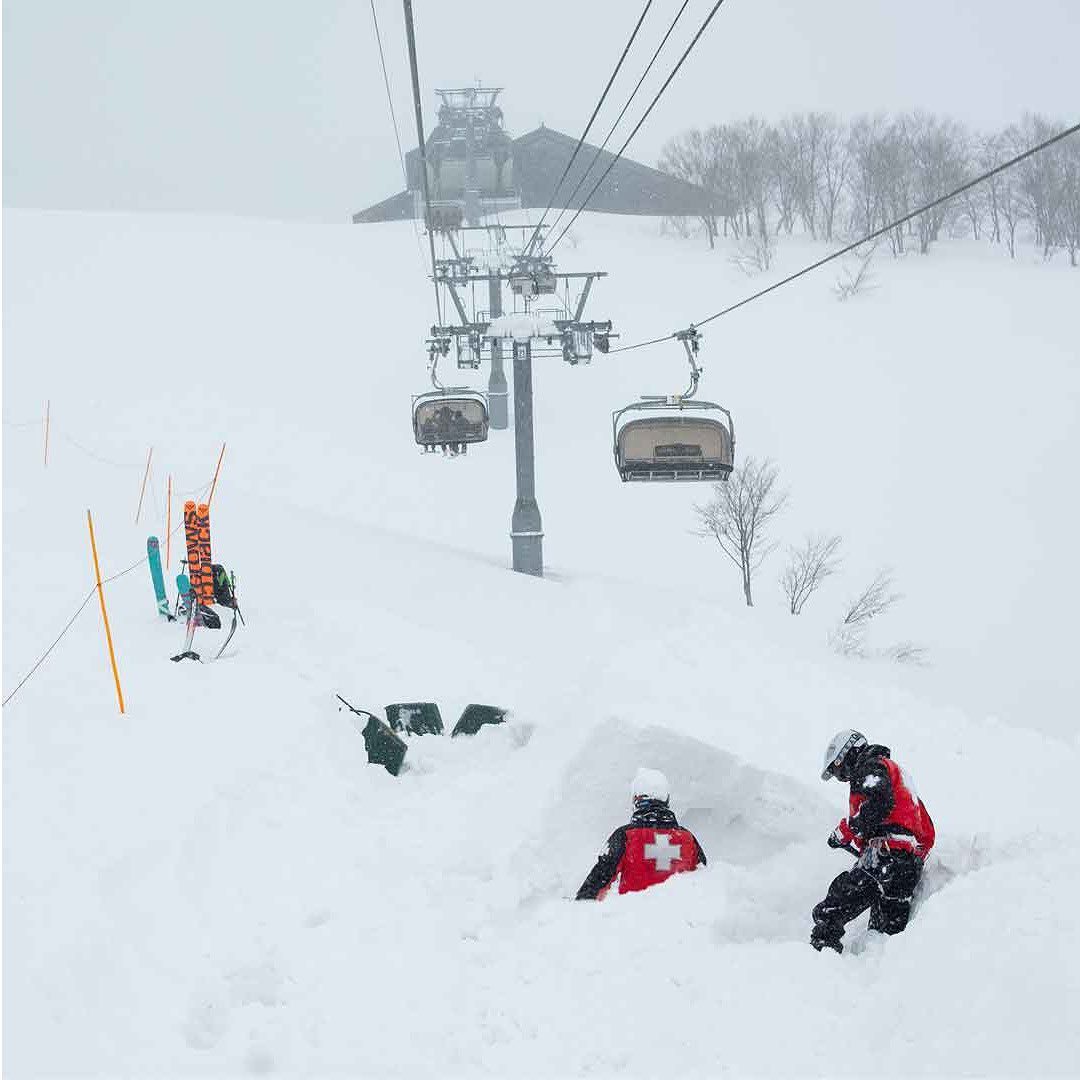 Ski patrol doing the hard years in Lotte Arai on Wednesday morning after another 70cms n 24 hours