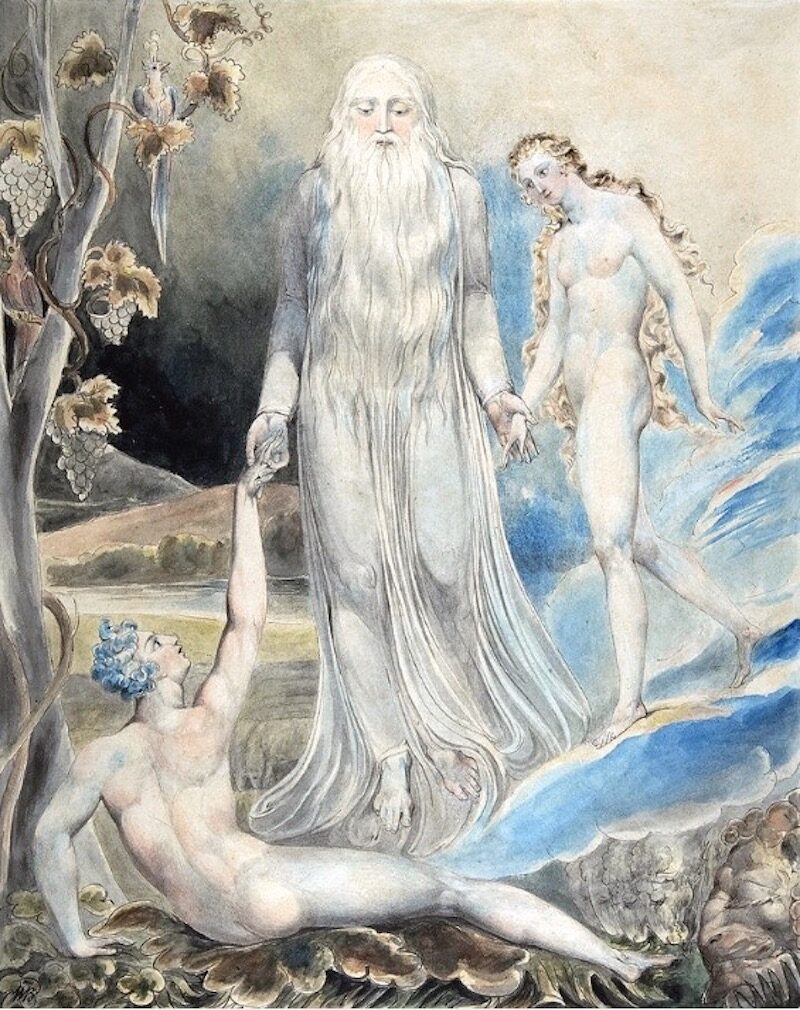 Angel of the Divine Presence Bringing Eve to Adam, by William Blake
