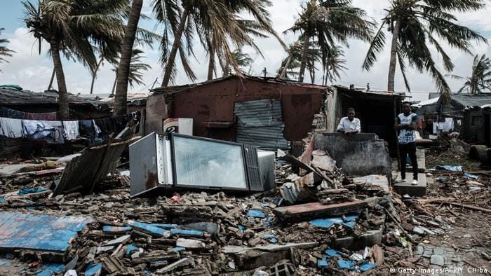 Damage from Cyclone Gombe in Mozambique, 11 to 13 March 2022.