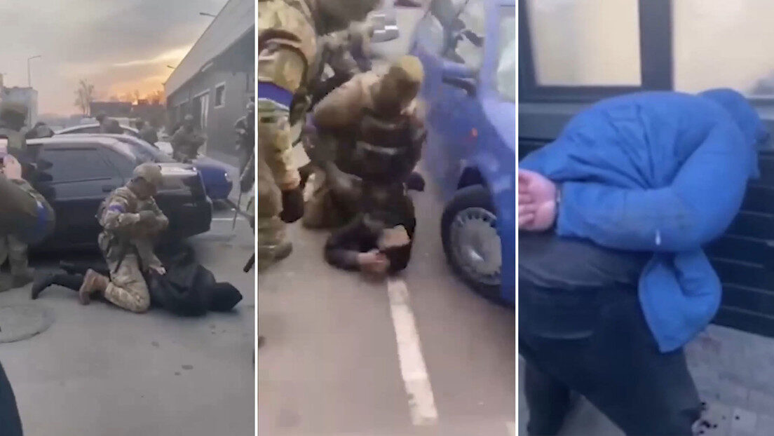 Ukrainian soldiers civilian beating