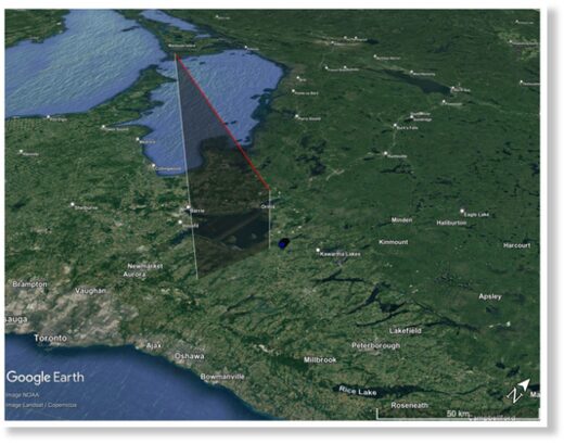 Fireball trajectory as projected by Western’s all-sky camera network