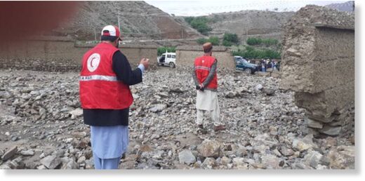 Flood damage in Ghorband district of Parwan province, Afghanistan, May 2022.