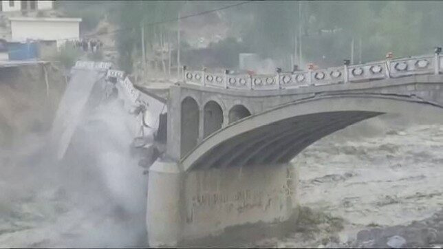 The bridge in the village of Hassanabad, in Gilgit’s Hunza Valley, gave away to flood waters