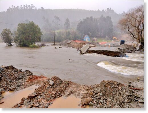 Floods in Corral, Chile, June 2022.