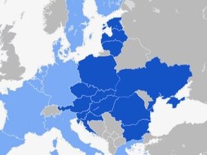 En azul oscuro, los países involucrados en la “Initiativa de los Tres Mares”.‎