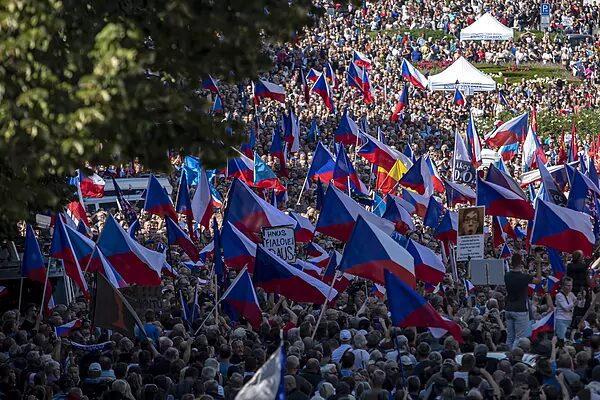 Manifestación en Praga contra el Gobierno checo.