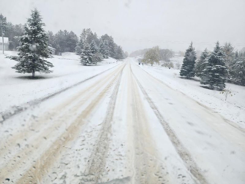 Snowy roads in Manton, MI near Cadillac, MI.