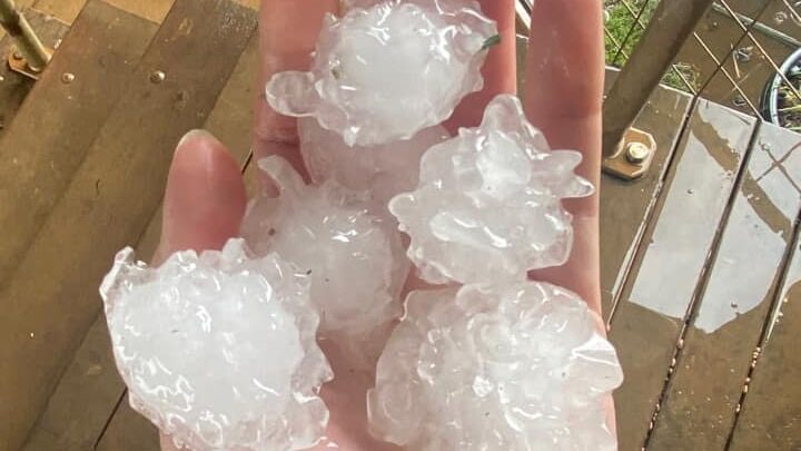 Alexcis Morris from Bracewell, near Mount Larcom, picked up multiple hailstorms at her property.
