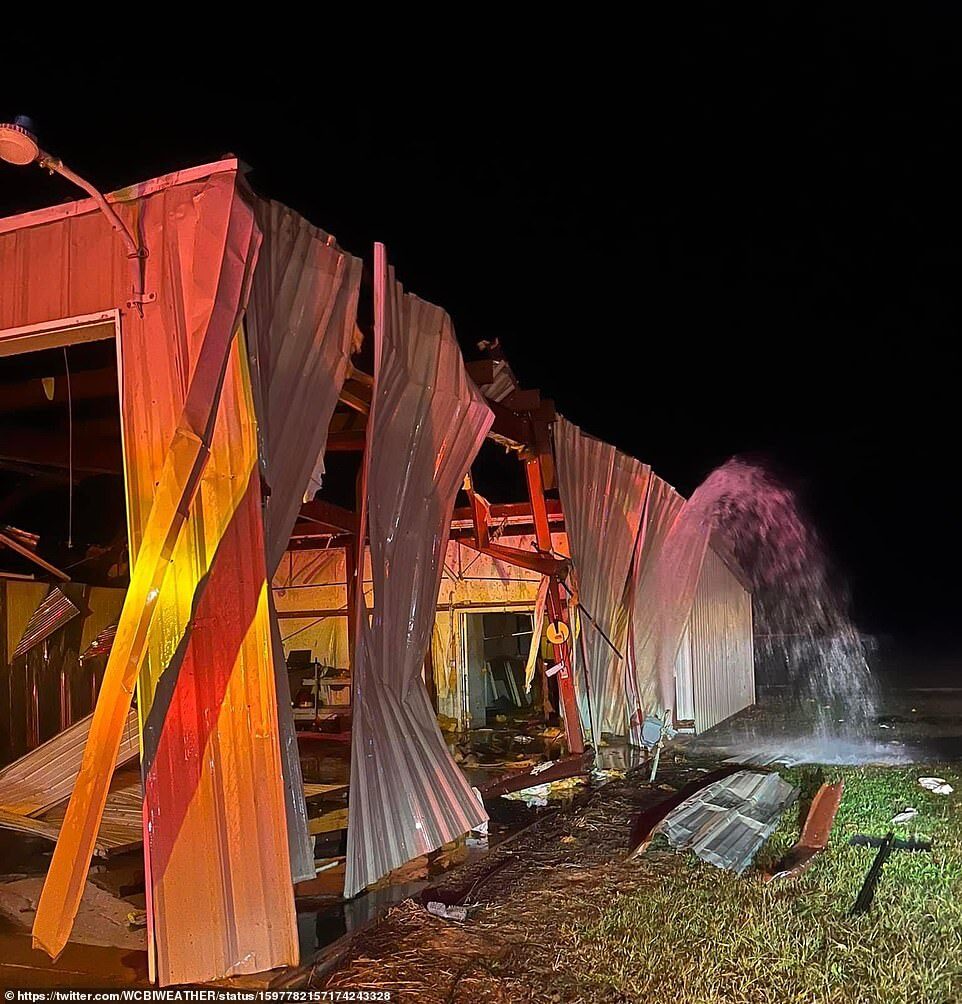 Tornado damage reported near District One Volunteer Fire/Rescue in Lowndes County, MS