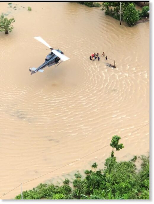 Navy helicopter teams carried out flood rescues in Padre Abad Province, Ucayali Department, Peru, 02 December 2022.