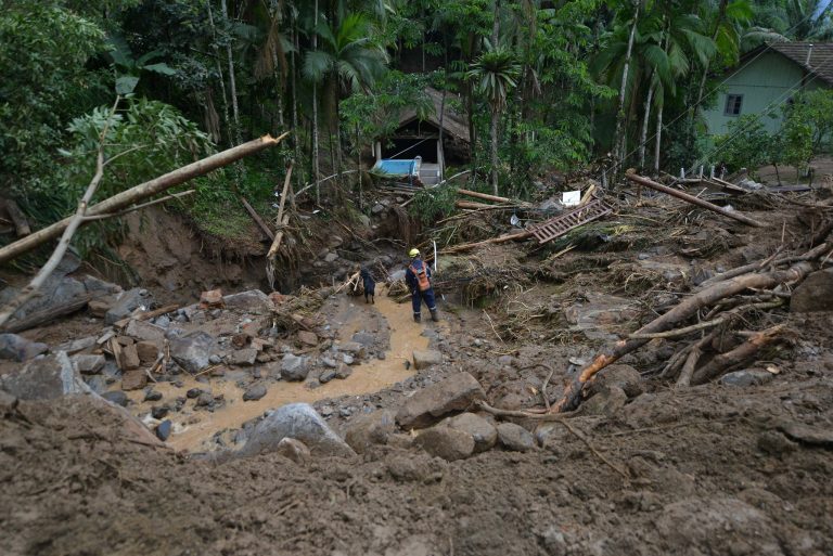 Landslide and flood damage in Rodeio, Santa Catarina, Brazil, January 2023.