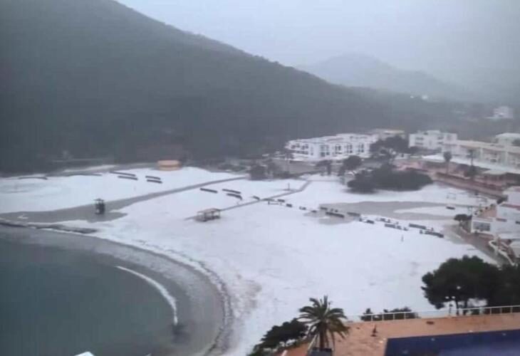 Snow on the beach in Ibiza.