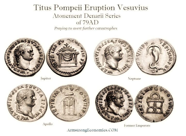 four emperors rome coins pompeii eruption
