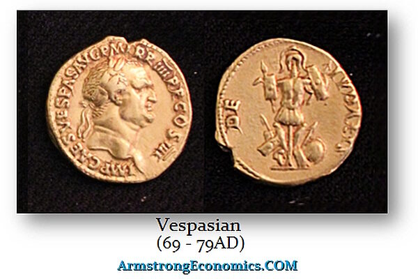 gold coin rome roman vespasian