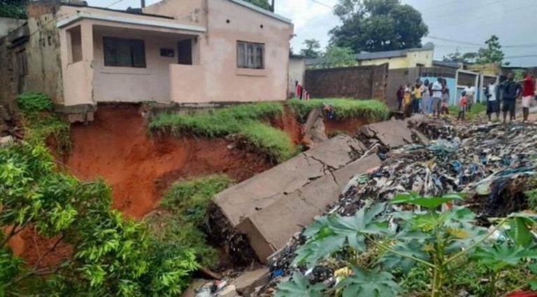 Floods and torrential rain damaged homes in Maputo, Mozambique, February 2023.