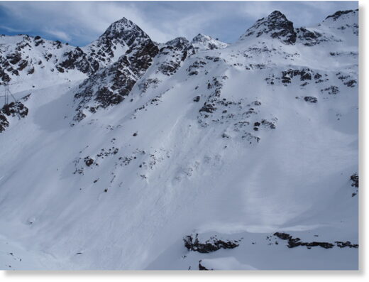 Monday’s avalanche at ‘Stairway to Heaven’ near Nendaz, Switzerland.