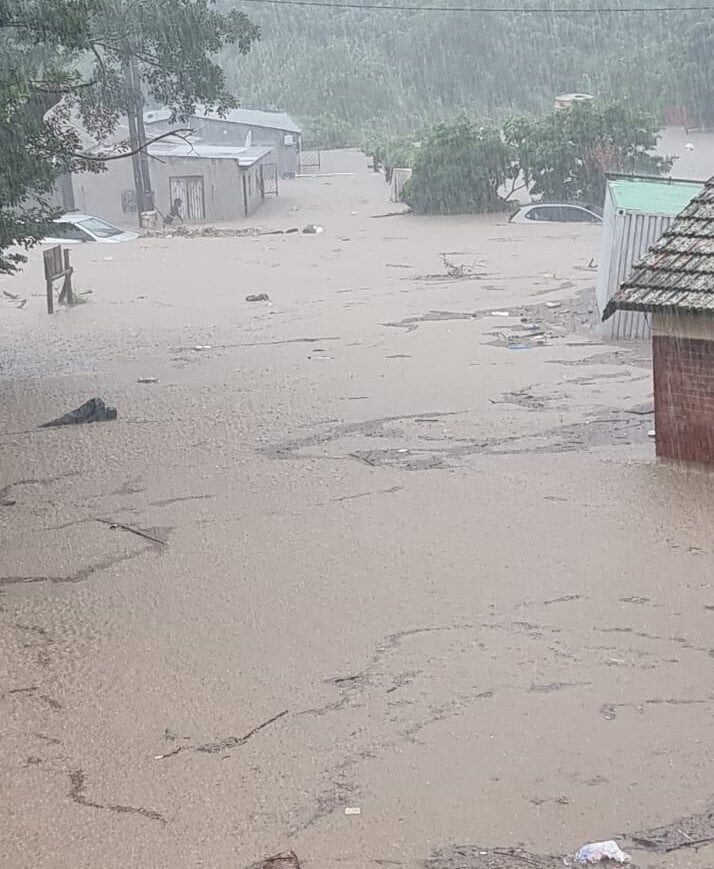 The entire town of Port St Johns has been filled with water as heavy rain persists.
