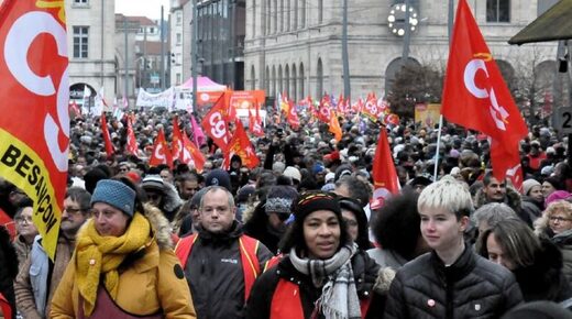 Manifestación de las organizaciones sindicales en Francia contra la reforma de las pensiones el pasado 19 de enero.