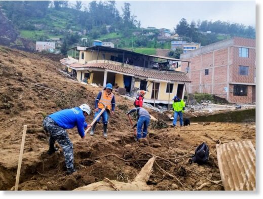 Landslide in Alausí, Chimborazo Province, Ecuador, March 2023.