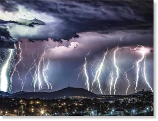 Intense lightning over Western Australia