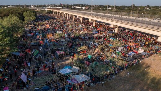 satire biden rally migrants texas border