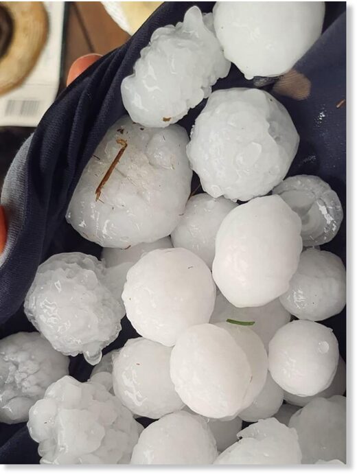 Hailstones up to 3cm in diameter were recorded in Merewether.
