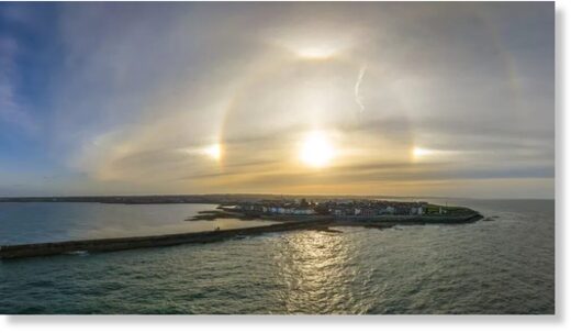A halo, with sun dogs and tangent arcs, was spotted over the Headland in Hartlepool by Ash Foster