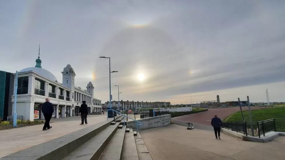 The unusual solar effects shone over Whitley Bay on Sunday.