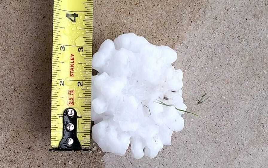 Large hail caused damage in Lantana and Flower Mound on Sunday evening, photo courtesy of Kevin Mercer