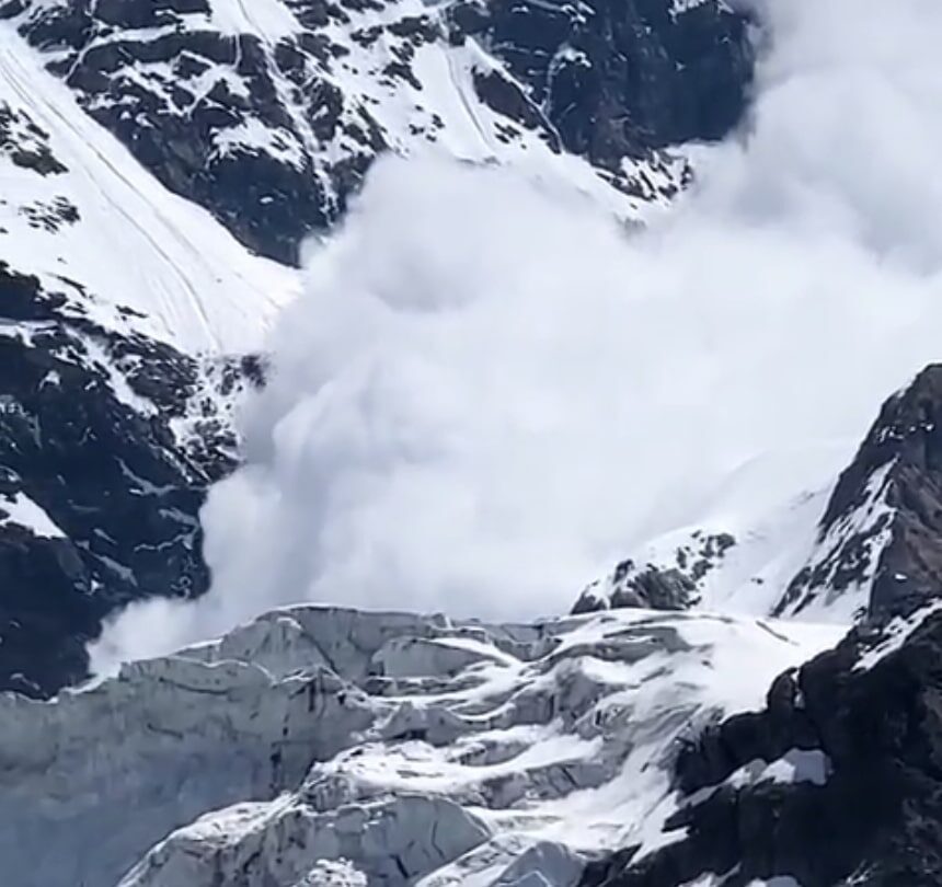 Screenshot from the video of the glacier collapsing.