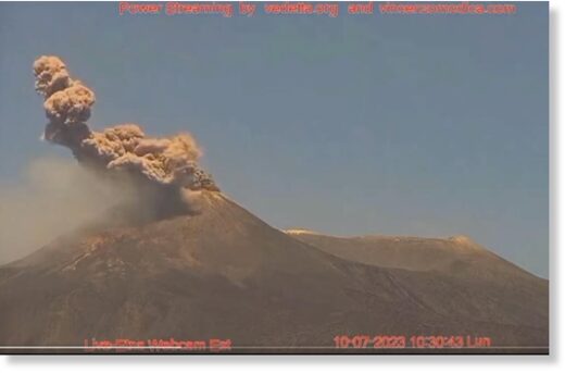 Ash eruption from Etna this morning