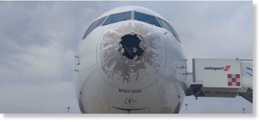 The nose of the plane was also badly damaged