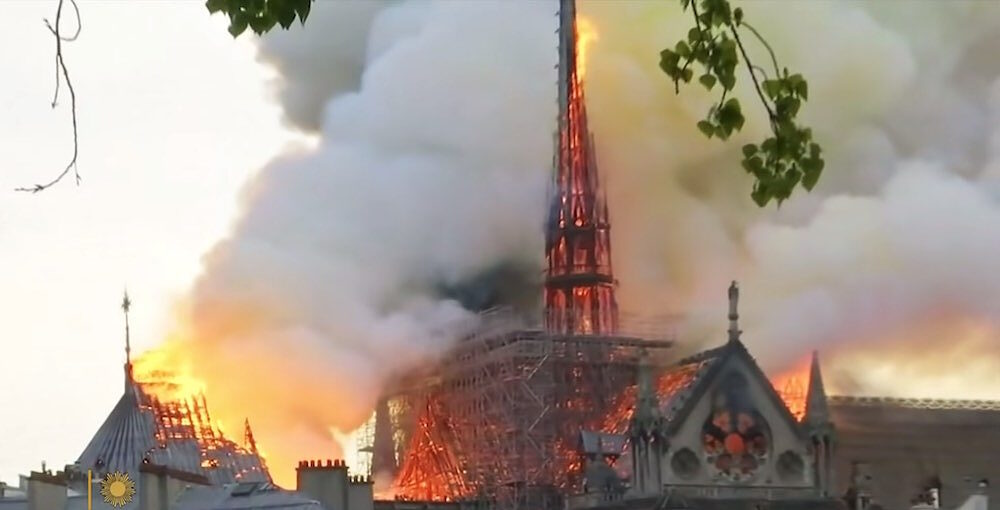 notre dame fire spire