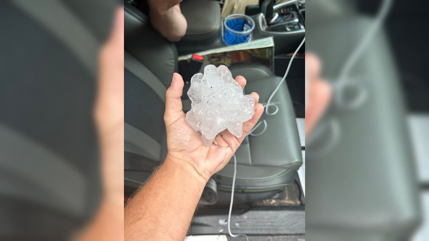 Baseball-sized hail between Bowling Green and Port Royal in Virginia.