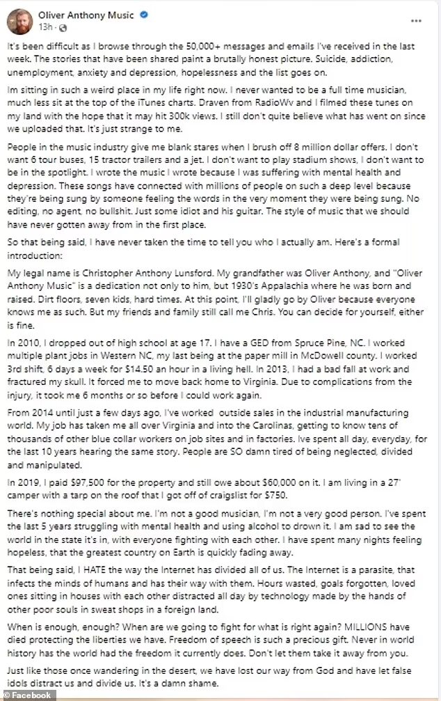 oliver anthony message