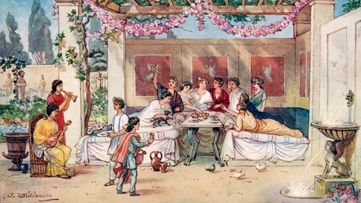 Clic para aumentar Dinner in the garden during the Roman Empire
