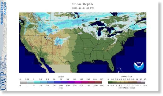 Snow depth as of Wednesday. (NOAA NOHRSC)