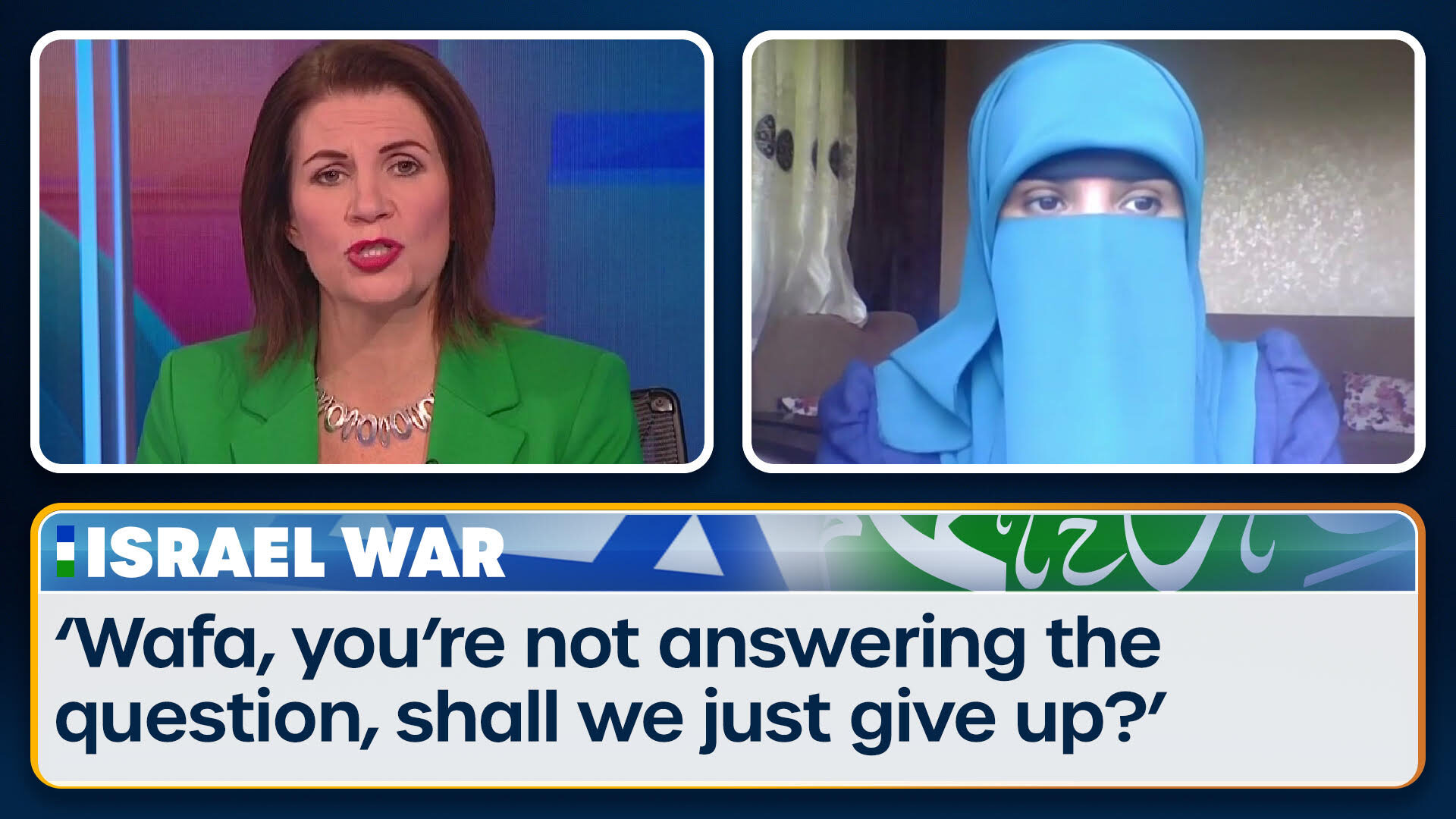 Julia Hartley-Brewer entrevistando a Wafa al-Udami
